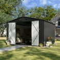 thumbnail image 1 of Aoxun 9.6x9.6x6.5ft Shed Outdoor Storage Shed, Metal Tool Shed with Plastic Floor and Lock, Black, 1 of 8