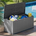 thumbnail image 1 of Aoxun Horizontal Storage Sheds 21 Cu.ft, HDPE Outdoor Storage Box 160 Gallon, Waterproof Lockable Resin Deck Box with Spring-Assisted Lid, Patio Storage for Garden, Pool, Cushions, Tools, Gray, 1 of 8