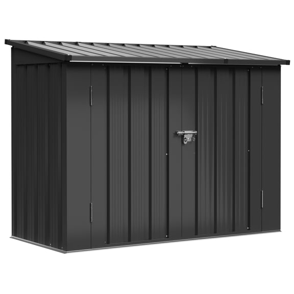 Aoxun Outdoor Storage Cabinet, 20 Cu.Ft Metal Storage Shed, All-Weather Outdoor Storage Cabinet with Hydraulic Lid, Lockable Doors for Patio Garden Garage, Black 4x2FT