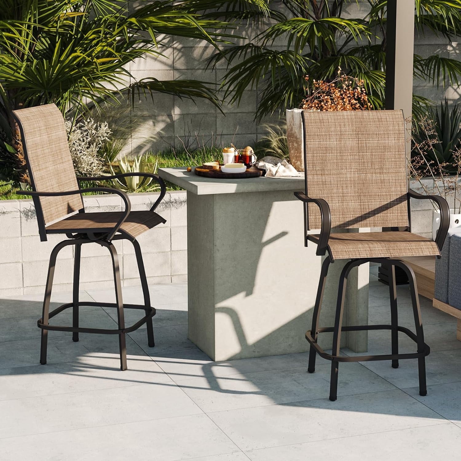 Aoxun Outdoor Swivel Bar Stools Outdoor Patio Bar Set, Patio Furniture ...