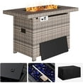 thumbnail image 1 of Aoxun Propane Fire Pit Table with Storage, 40 in CSA Propane Fire Table Rectangular, Auto Ignition Gas Fire Pit for Outside Patio Deck, Oxford Cover, Brown Wicker, 1 of 16