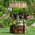 thumbnail image 1 of Aoxun Wishing Well for Outside, Wooden Wishing Well Planters with Hanging Bucket, Garden Helper, Rustic Garden Decor for Outdoor, Yard and Patio, Upgrade - Reinforced Base, Brown, 1 of 8