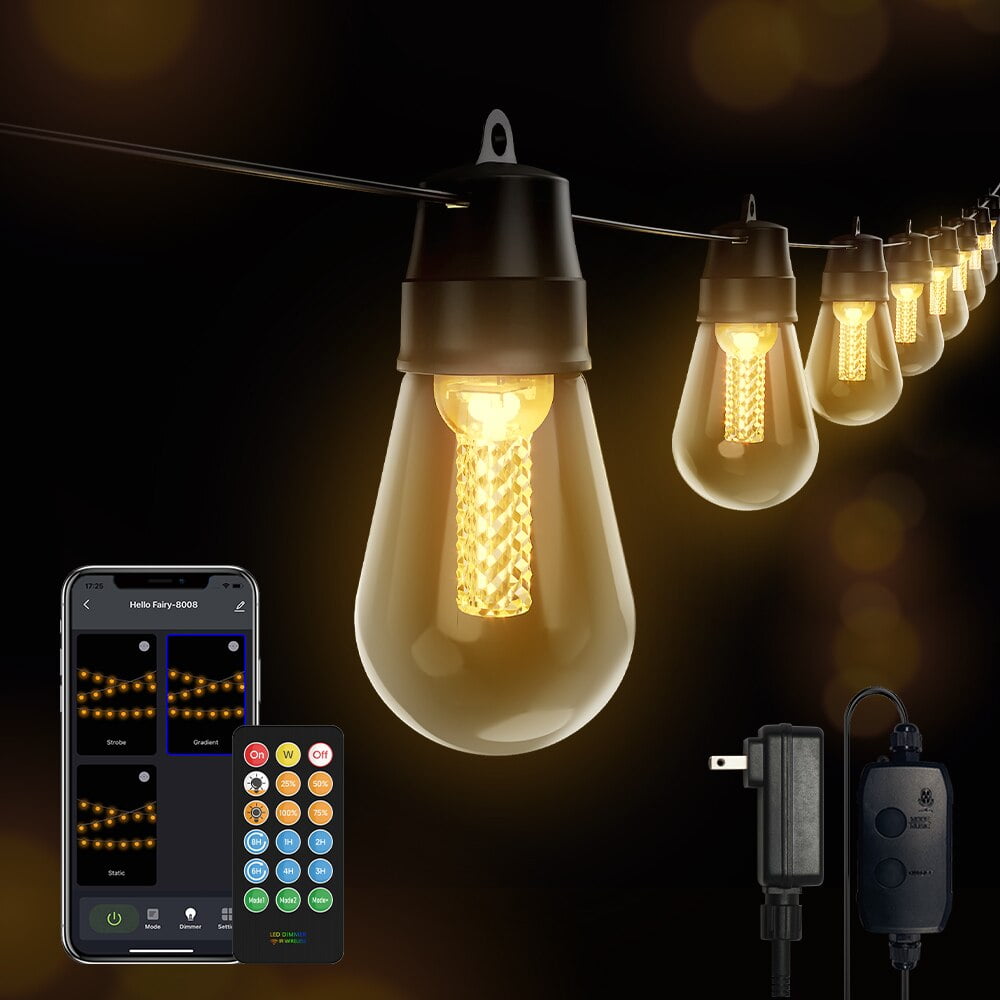 Aoycocr 43FT Outdoor Smart String lights with 25 LED Shatterproof Bulbs