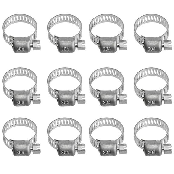 Aoyunhp 12Pcs Hose Clamps Stainless Steel Adjustable,Worm Gear Hose Clamp Assortment Kit Metal Hose Clamp Set for Fuel Line,Plumbing,Automotive,Washing Machine,Hose Clamps 0.82"X0.31"