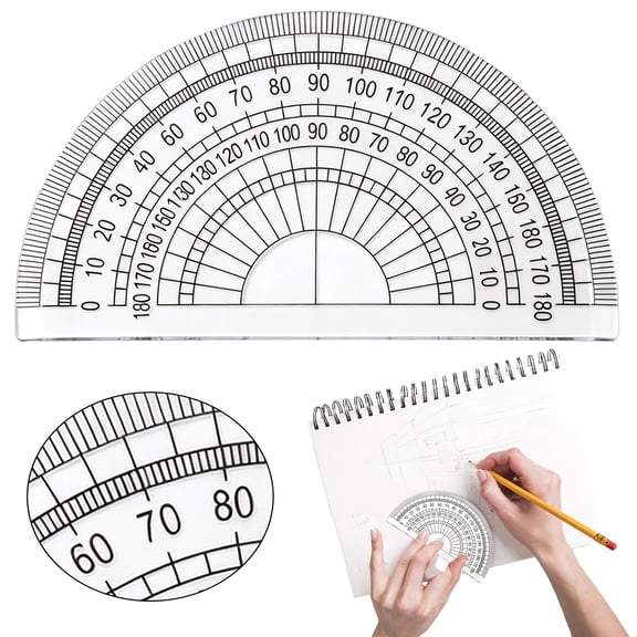 Aoyunhp 1Pc 180 Semicircular Protractor,Student Measuring Tool Scale Angle Measuring Protractor Learning Stationery for Math Drawing Drafting