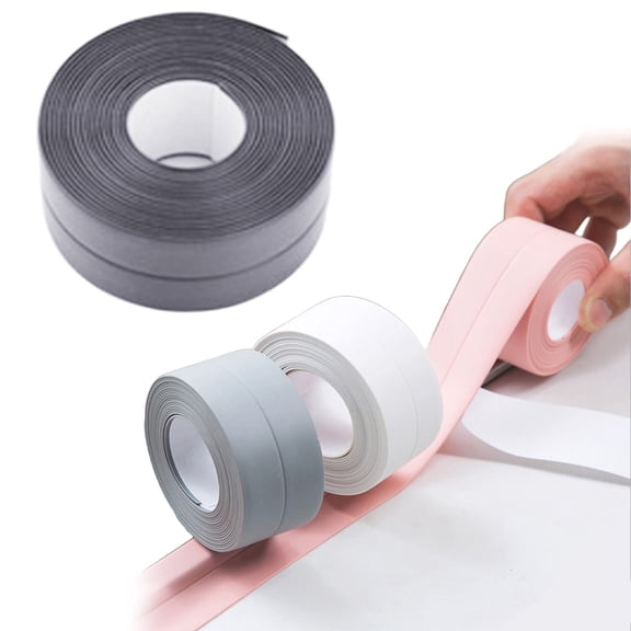 Aoyunhp 1Pc Adhesive Tape,Waterproof Seal Caulk Strip Tape,Sealing Bathroom PVC Home,Sealing Tape for Countertop Toilet Sink,Caulk Strip for Toilet Bathtub Kitchen Wall Edge Corner Liner,Grey