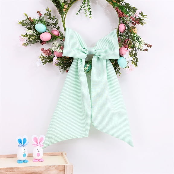 Aoyunhp 1Pc Big Green Bow Decor,Personalized Easter Ribbon Bow for Wreaths Door Window Custom Basket Ribbon Bow with Embroidered Name Spring Home Decor,Birthday Party Decorations for Girls,20"x11"