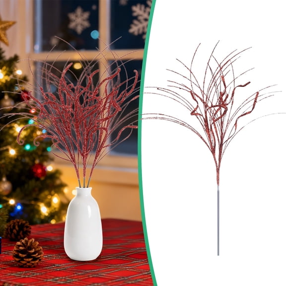 Aoyunhp 1Pc Christmas and New Year Sequins Glitter Branches,Gold Curly Ting Ting Branches,New Year Bucket Home Decoration,Soft Furnishings Glass Bottle Ornaments,Red