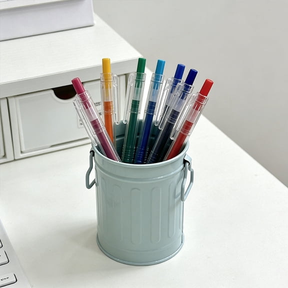 Aoyunhp 1Pc Desk Pen Holder,Metal Pencil Holder for Desk,Pencil Holders Cup Organizer,Makeup Brush Holders,Small Metal Bucket with Handle Storage Tin for Desk Organizer Pen Holder Planter,3.6"x4.5"