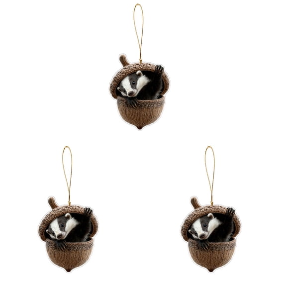 Aoyunhp 1Pc Forest Animal Series Christmas Ornaments,Cute Animal Christmas Ornaments,2D Flat Acrylic Hanging Pendant Creature Raccoon Hedgehog Decor,Christmas Tree Decorations for Home Holiday