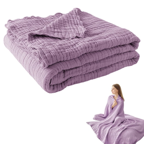 Aoyunhp 1Pc Gentle Muslin Blanket,Cotton Muslin Blanket Adults Summer Throw Blankets for Couch Breathable Blanket,All Seasons Soft and Slightly Pre Washed Cotton Blanket
