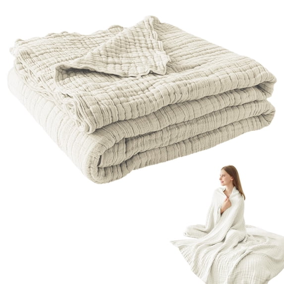 Aoyunhp 1Pc Gentle Muslin Blanket,Cotton Muslin Blanket Adults Summer Throw Blankets for Couch Breathable Blanket,All Seasons Soft and Slightly Pre Washed Cotton Blanket