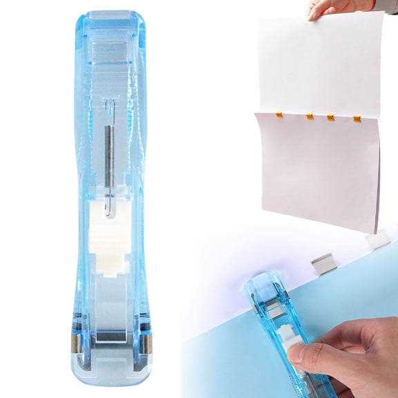 Aoyunhp 1Pc Handheld Paper Clam Clip Dispenser,Paper Clip Dispenser,Portable Mini Clip Stapler Push Stapler Clamp Staplers,Handheld Paper Clam Clip Dispenser,Fast Paper Clipper for Office,1"x4.52"