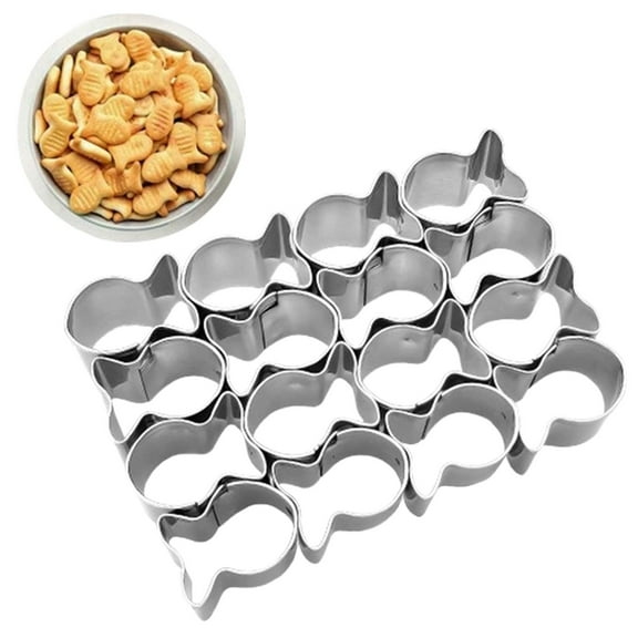 Aoyunhp 1Pc Large Size Gold Fish Cracker Cutter,1In Fish Cookie Cutter,Mini Goldfish Shapes Molds for Cookie,Non-Stick Dough, Stainless Steels Cookie Cutters for Baking,16 Cavity Cracker Cutter