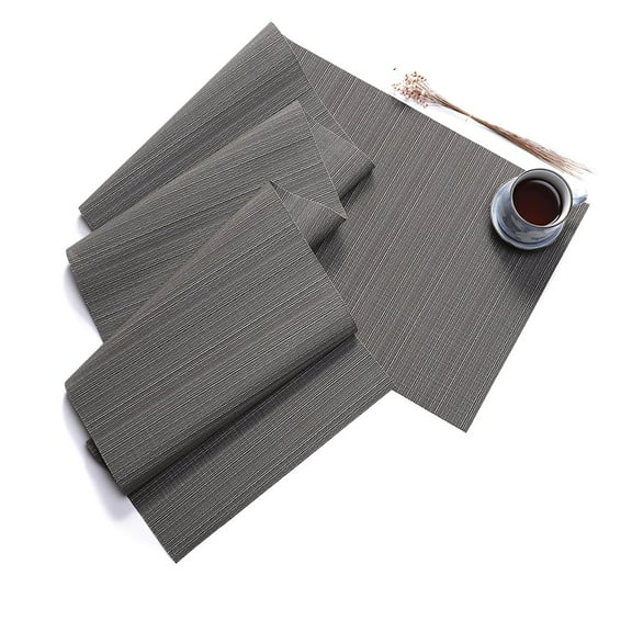 Aoyunhp 1Pc Table Runner Texture Weave Doily Heat Insulation PVC Wedding Party Dining Table Runner,Dining Placemat,Table Mat,Dark Gray,53.15"x11.81"