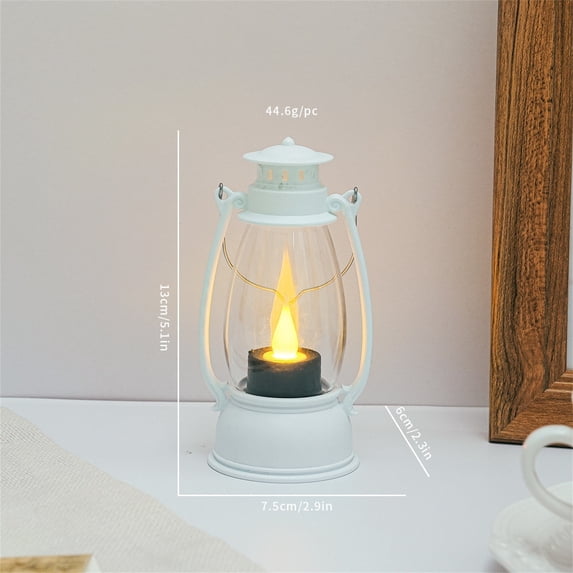 Aoyunhp 1Pc Vintage Decorative Lanterns,LED Flameless Candle Battery Operated Flickering Flame Light,Retro for Indoor Home Decor Outdoor Camping Christmas Decoration,5"x3"