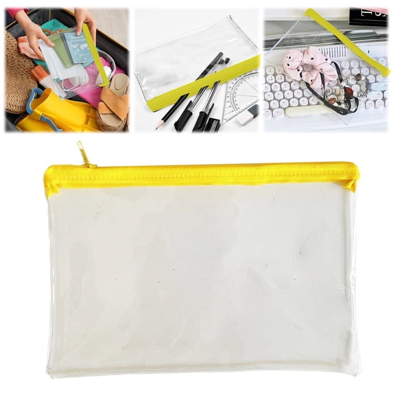 Aoyunhp 1Pc Waterproof Cosmetic Toiletry Pouch,Small Clear Makeup Bag,Pencil Case with Zipper Transparent PVC for Exams Home and Travel