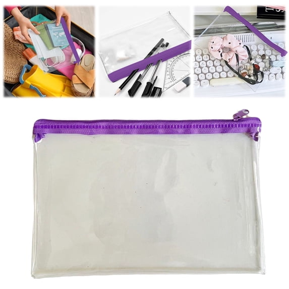 Aoyunhp 1Pc Waterproof Cosmetic Toiletry Pouch,Small Clear Makeup Bag,Pencil Case with Zipper Transparent PVC for Exams Home and Travel