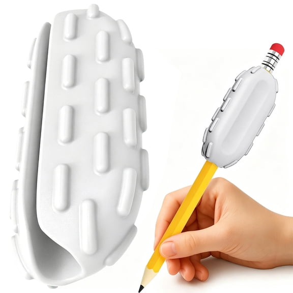 Aoyunhp 1Pc Weighted Pencil Grips,Handwriting Tools for Pens,Silicone Handwriting Aid for Elderly & Special Needs,Weak Hands Grip Strength Motor Skills Training,White