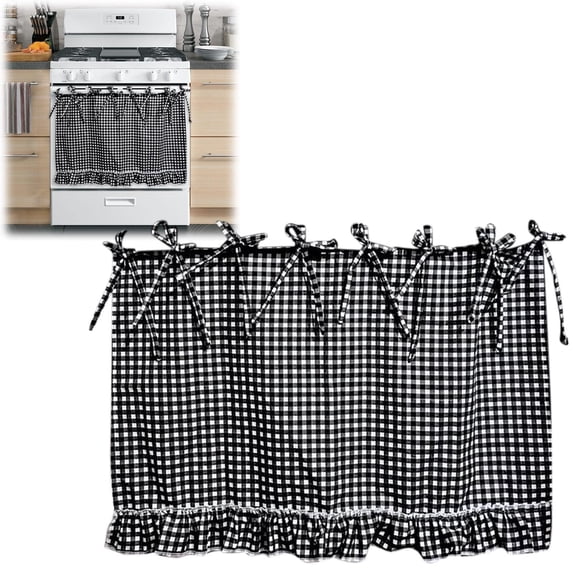Aoyunhp 1pc Handmade Oven Skirts,Handmade Dishwasher Skirt,Cabinet,Kitchen Stove Cover Curtains Cloth,Cover Skirt with Lace Trim Kitchen,Dishwashers Stove Skirt for Farmhouse Kitchen,30"x21.5in
