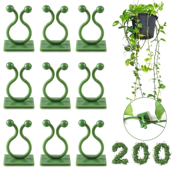 Aoyunhp 200Pcs Plant Clips for Wall,Plant Climbing Wall Fixture Clips, Invisible Clips for Climbing Plants,Self-Adhesive Plant Wall Clips for Plant Support,Climbing Plant Wall Clips 0.7"X0.51"