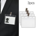 thumbnail image 1 of Aoyunhp 3 Pcs Clear Badge Holder Clip Name Tags Horizontal Pvc Id Holders for Badges Name With Clips, 1 of 2