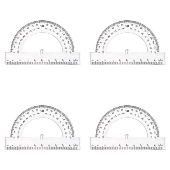Aoyunhp 4Pcs 3.94 Inch Plastic Protractor with Swing Arm Math Protractor for 180 Degree Angle Measurement Semi Transparent,Suitable for Geometry Classrooms Students