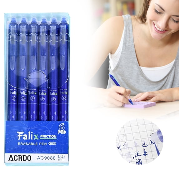 Aoyunhp 6 Pcs Erasable Gel Ink Pens Retractable Pens Blue Ink Smooth ...
