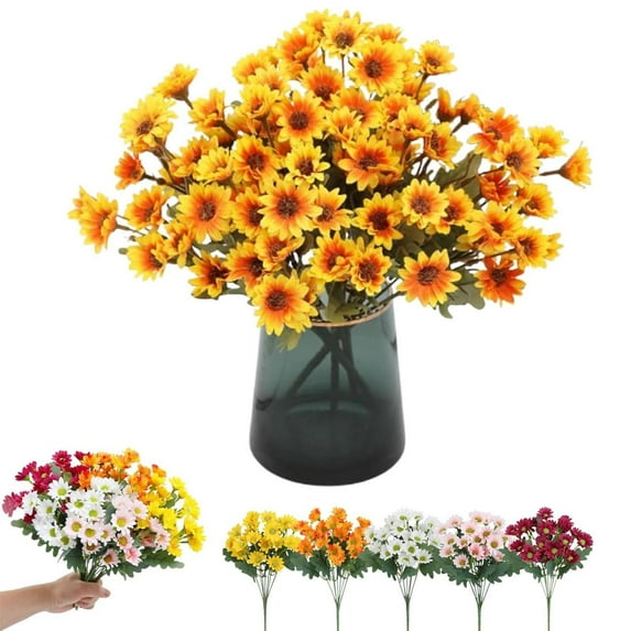 Aoyunhp Artificial Mums,Artificial Mums for Outdoors,Artificial for Outdoors Look Real,Fall Faux Flower Decor,No Fade,Artificial Flowers for Outdoors,Fall Flowers Artificial for Decoration 12"