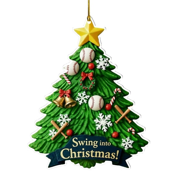 Aoyunhp Christmas Tree Decorations -Football Merry Christmas Tree Ornaments,Xmas Tree-Shaped 2D Flat Acrylic Hanging Pendents, Holiday Party Decor,Gifts for Sports Fan Friends Football Lovers(1Pc)