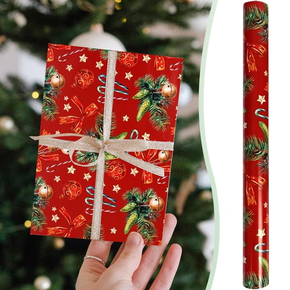 Aoyunhp Christmas Wrapping Paper Santa And Bells Wrap Coated Paper Wrapping Paper Xmas Wrapping Sheet Holiday Wrapping Paper Christmas Bell Print Wrap Packaging Paper Festive Wrap