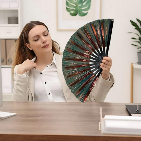 Aoyunhp Folding Fan,Holographic Folding Line Dance Fan Foldable Handheld Clacking Fans,Hand Held Folding Fan for Line Dancing Accessories,Hand Folding Fan,Handheld Fans Foldable 25.19"X12.99"