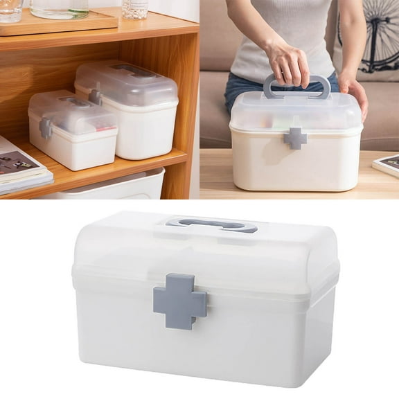 Aoyunhp Medicine Box,Multipurpose Plastic Storage Container Box with Handle and Latch Lock,Medicine Storage Box,Medicine Box with Lock,Medicine Organizer Box 8.34"X4.72"X4.92"