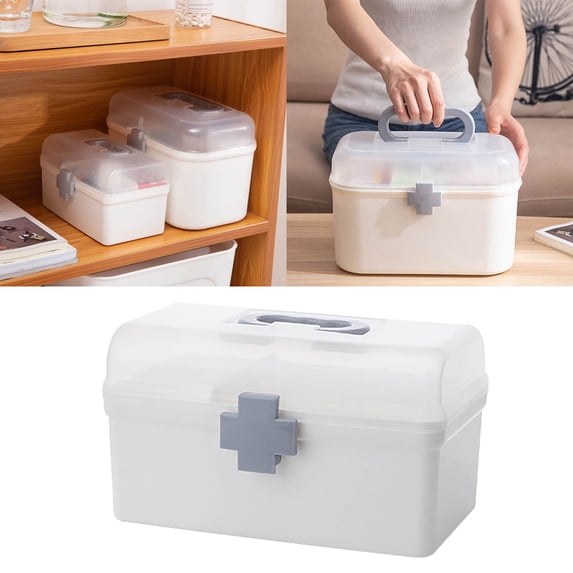 Aoyunhp Medicine Box,Multipurpose Plastic Storage Container Box with Handle and Latch Lock,Medicine Storage Box,Medicine Box with Lock,Medicine Organizer Box 8.34"X4.72"X4.92"