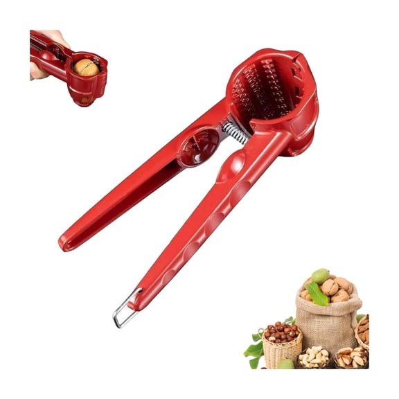 Aoyunhp Nut Cracker,7 Inch 2 Holes Red Alloy Walnut Clip Press Easy for Peanuts,Chinese Chestnut,Walnuts and All Nuts,Walnut Cracker, Multifunctional Pecan Splitter Cutter Portable Nut Cracker Tool