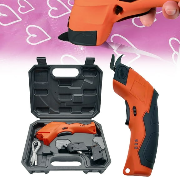 Aoyunhp Super Scissors,Cardboard Cutter,Electric Box Cutter,Ultimate Cutting Tool for Home& Craft,Cordless Electric Scissors 2 Blades Included,Cutting Fabric, Cardboard & Plastic(Orange)