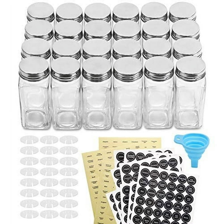 https://i5.walmartimages.com/seo/Aozita-24-piece-Glass-Spice-Jars-Bottles-4oz-with-Shaker-Lids-and-Metal-Caps-612-Spice-Labels-and-Silicone-Collapsible-Funnel-Included_01d25ed4-94fb-4cb3-aa8e-125e47b18524.6d3cf9e377ade6b1098396cff417775a.jpeg?odnHeight=768&odnWidth=768&odnBg=FFFFFF
