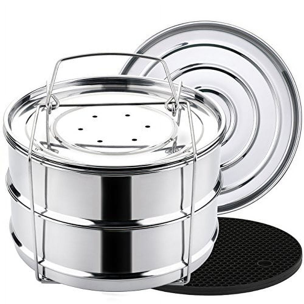 3qt Mini Stackable Stainless Steel Pressure Cooker Steamer Insert Pans With  Sling Handle – Compatible With Instant Pot Accessories 3 Quart – Two  Interchangeable Lids – Casazo
