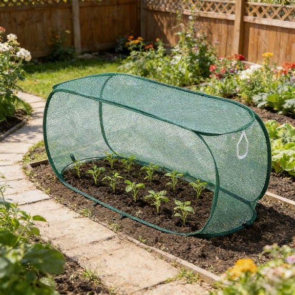 Aoznliee Large Plant Cover, Foldable Garden Netting Cover for Sun Protection, Reusable Frost Protection for Outdoor Potted Plants, Green