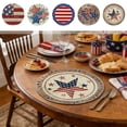 thumbnail image 1 of Aoznliie 4th of July Round Placemats, 14x14 Inch Washable Heat Resistant Table Mat with Red White Blue Star Design, Independence Day Placemat for Dining Table Kitchen, 1 of 7