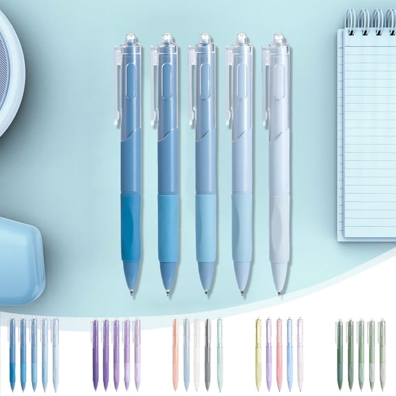 Aoznliie Basics Retractable Gel Pens,Fine Point 0.5mm Quick Dry Pens,Smooth Writing Ballpoint Pens Click Pens for School Office Home,5 Pack