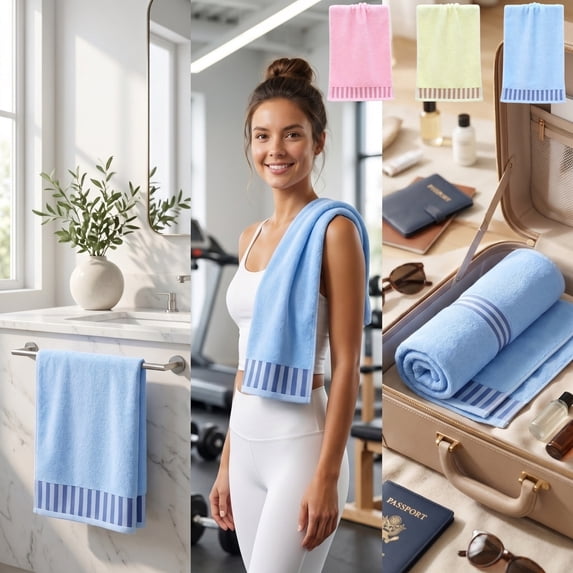 Aoznliie Bath Towel,Quick-drying Cotton Bath Towels,14x 30 in Soft & Absorbent Bath Towels for Bathroom Hotel Gyms,Pink