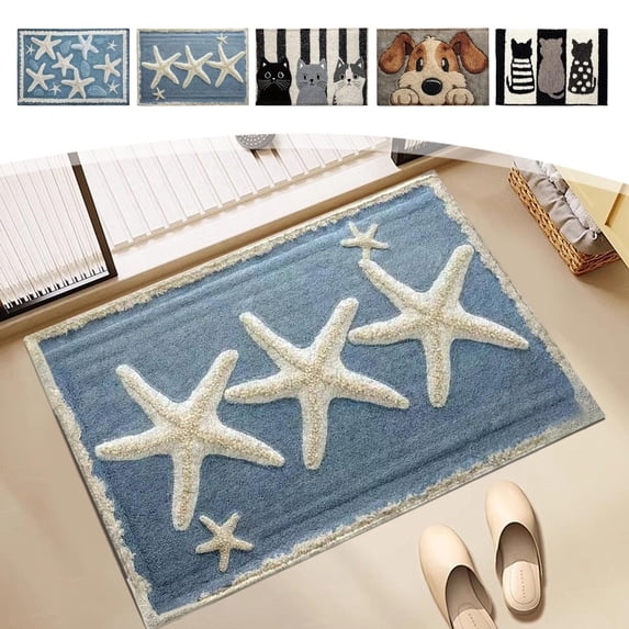 Aoznliie Bathroom Rugs, Cute Animal Non Slip Absorbent Door Mat, 24x16 inch Washable Cartoon Rug for Bathroom
