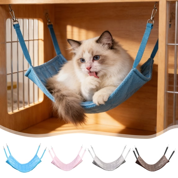 Aoznliie Cat Hammock, Adjustable Hanging Cat Cooling Hammock Bed, Portable Washable Pet Bed for Cage Outdoor Travel, M