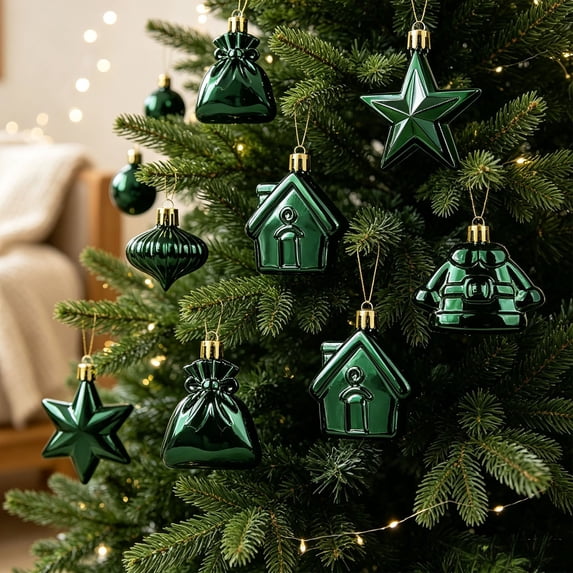 Aoznliie Christmas Ornaments, 38 Pcs Assorted Hanging Pendants Set, Christmas Tree Decorations for Holiday Party Home, 7.48 Inch