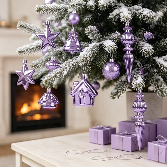 Aoznliie Christmas Ornaments, 38 Pcs Assorted Hanging Pendants Set, Christmas Tree Decorations for Holiday Party Home, 7.48 Inch