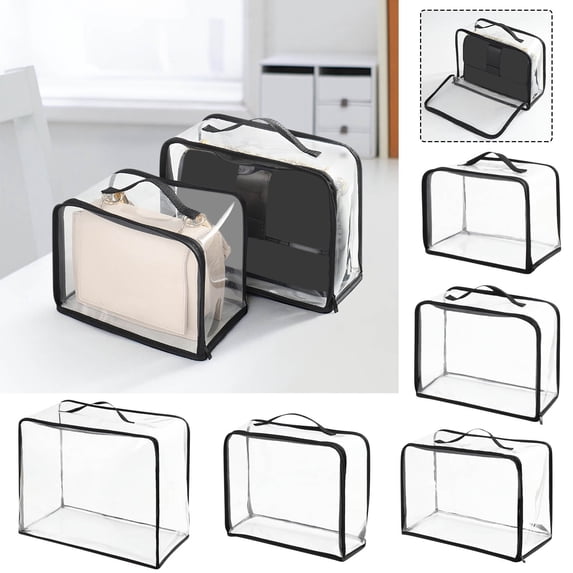 Aoznliie Clear Storage Bags, Portable Packing Bags for Dorm Moving, 9x6x6 inch Foldable Closet Organizer, Clear