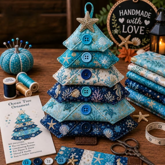 Aoznliie DIY Christmas Ornaments, Layered Fabric Sewing Kit for Holiday Hanging Decor, Beginner Friendly Handmade Craft Set for Tree Home Gift,8 in
