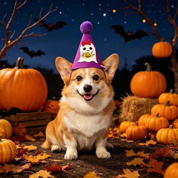 Aoznliie Dog Hat, Funny Adjustable Halloween Hat for Party Apparel, 4x4 inch Lightweight Pet Party Hat for Halloween Photo Props, Purple