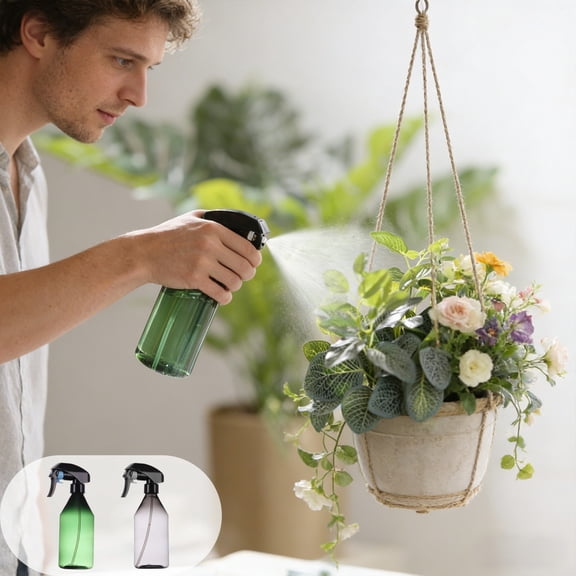 Aoznliie Clear Spray Bottle, Fine Mist Spray Bottle for Hair Styling, 2.4x7.2 inch 300ml Plastic Refillable Container for Plants, Green